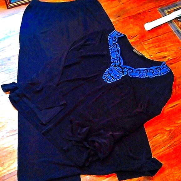 Picadilly Fashion Black and Blue Skirt Set - Picture 3 of 13